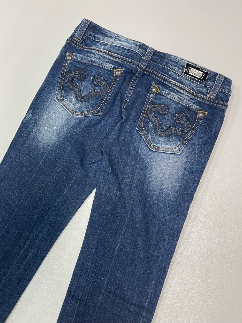 ReRock For Express Y2K Cotton Distressed Skinny Blue Denim Jeans Women’s Size 4 - Picture 6 of 12
